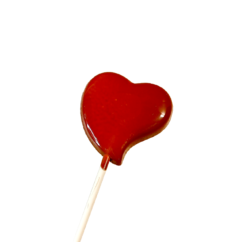 Сърце-близалка от млечен шоколад