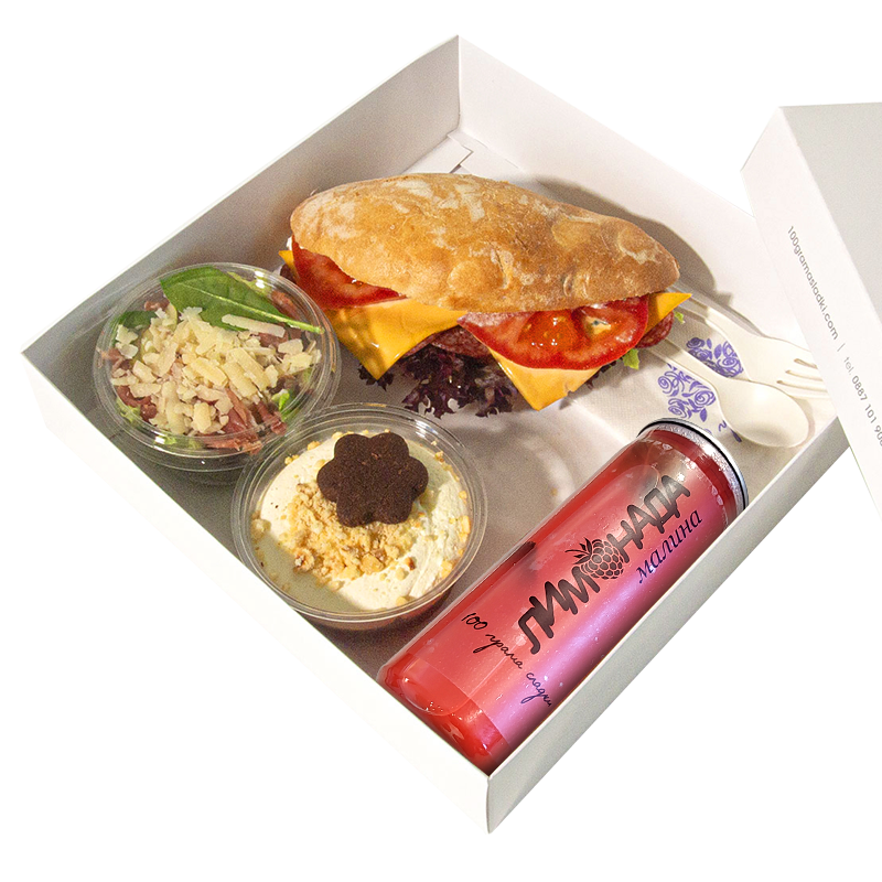 Сет обяд с чабата с луканка и чедър