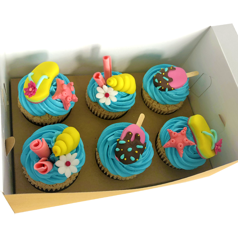 Декорирани къпкейкове Море и сладолед 6бр.