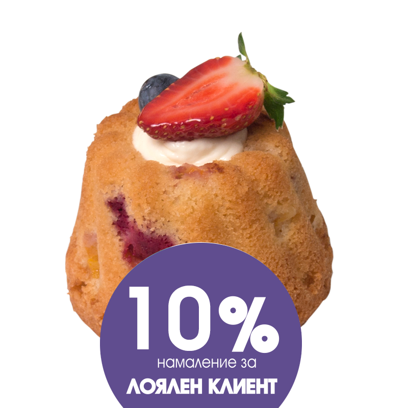 Маслен кекс с праскови и малини