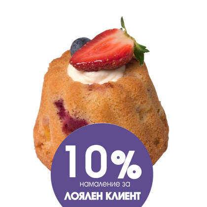 Маслен кекс с праскови и малини