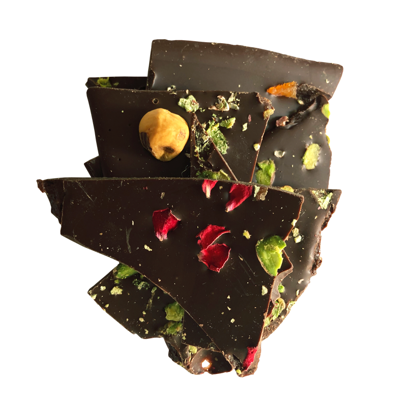 Натрошен натурален шоколад с билки