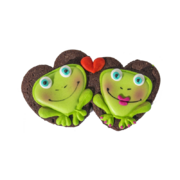 Двойно сърце с жабки