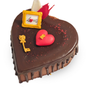 Торта сърце шоколадов мус с лешникова пралина